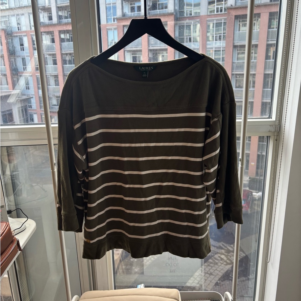 Ralph Lauren | Olive Green Striped Top